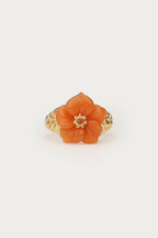 Ciao ring met peach resin bloem