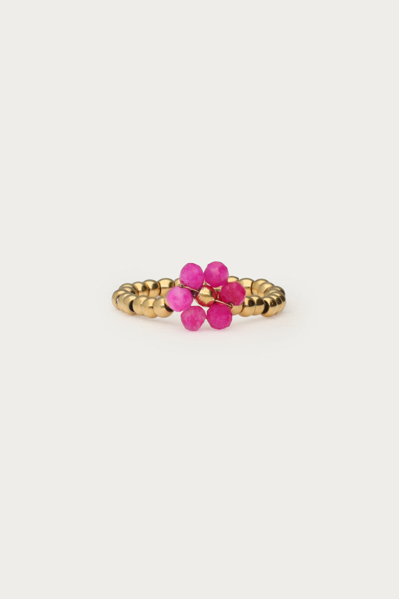 Ciao stretch ring met fuchsia bloem