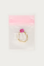 Ciao stretch ring met fuchsia bloem