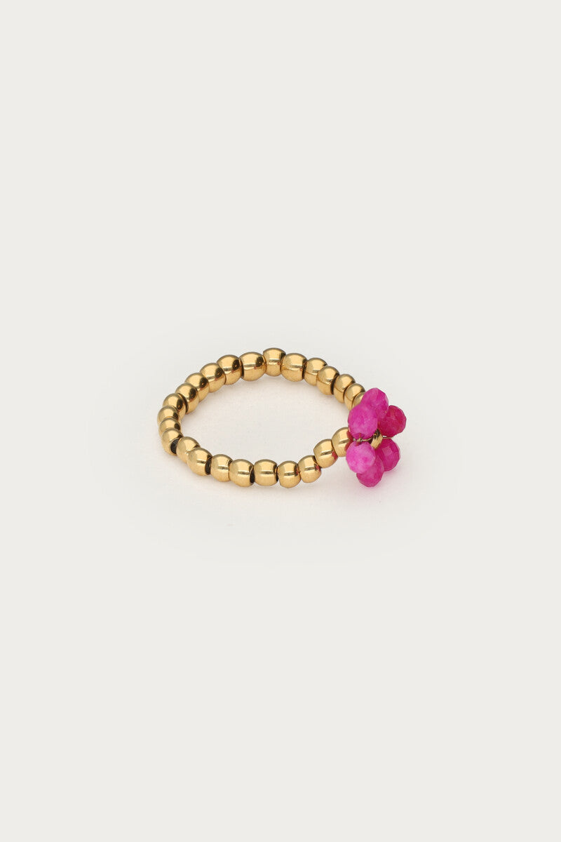 Ciao stretch ring met fuchsia bloem