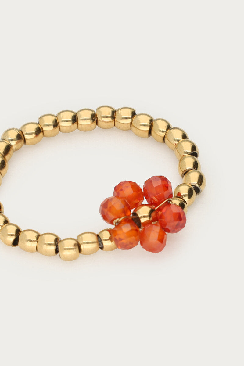 Ciao stretch ring met oranje bloem