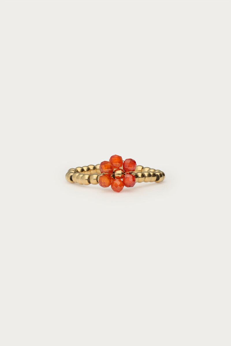 Ciao stretch ring met oranje bloem