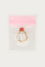 Ciao stretch ring met oranje bloem