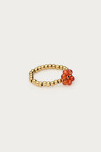 Ciao stretch ring met oranje bloem