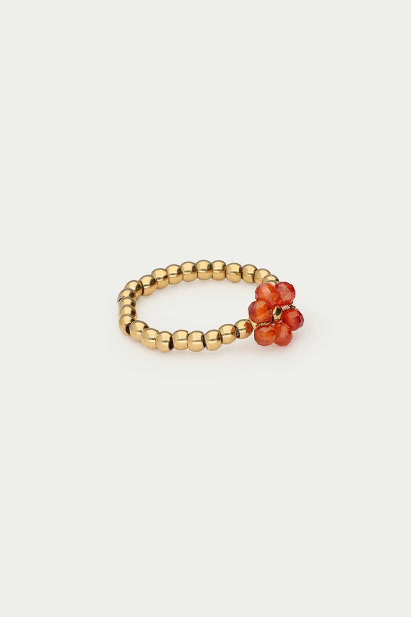 Ciao stretch ring met oranje bloem