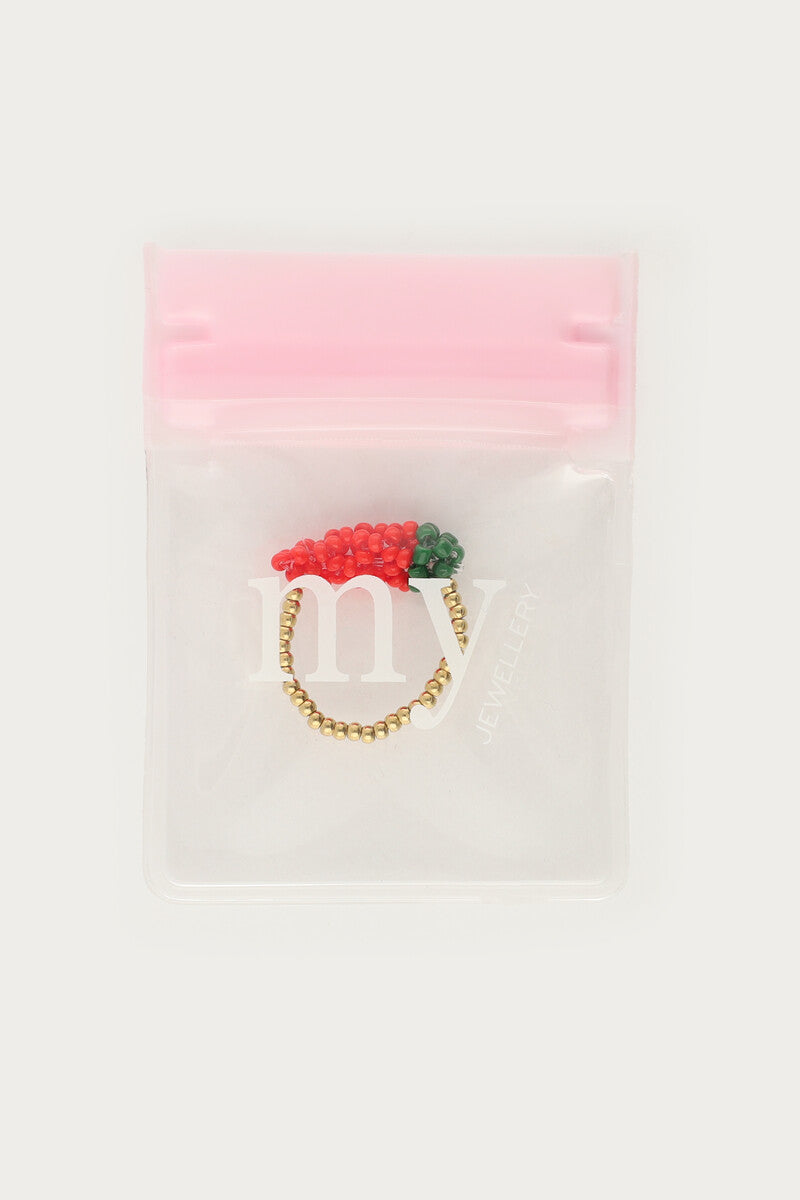 Ciao stretch ring met rode peper