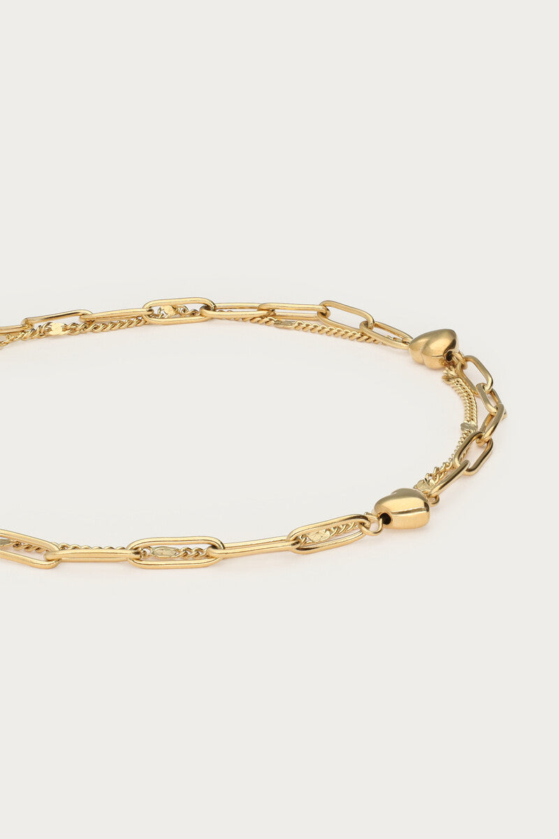 Dubbele enkelband met schakel en hartje - My Jewellery