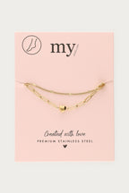 Dubbele enkelband met schakel en hartje - My Jewellery