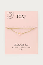 Dubbele enkelband met roze bloem - My Jewellery