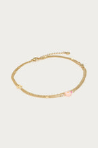 Dubbele enkelband met roze bloem - My Jewellery