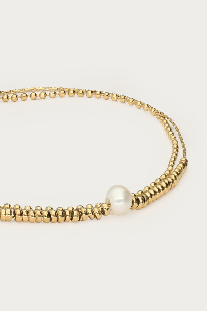 Dubbele armband met kralen en natuurlijke parel - My Jewellery