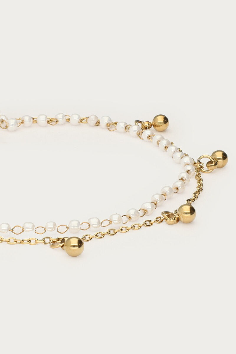 Dubbele armband met dots en mini imitatieparels - My Jewellery