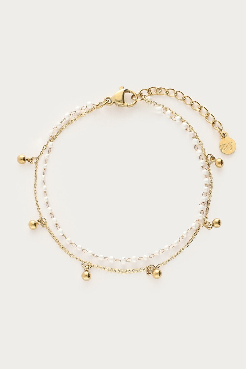 Dubbele armband met dots en mini imitatieparels - My Jewellery