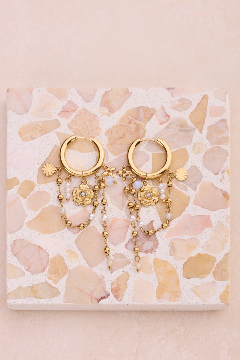 Oorringen met zoetwaterparels en bloemen - My Jewellery