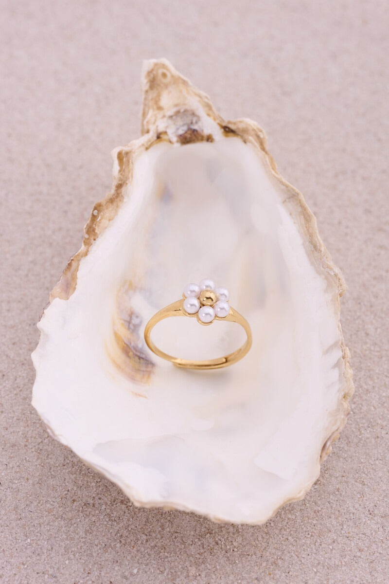 Ring met zoetwaterparel bloem - My Jewellery