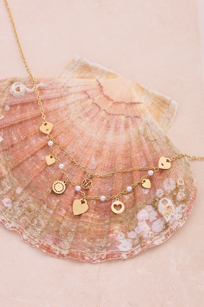Ketting met hartjes en imitatieparels "Dream Chaser" - My Jewellery