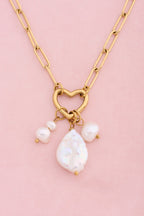 Schakelketting met hartje en natuurlijke parels - My Jewellery