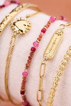 Fortune roze elastieken mini kralen armband - My Jewellery
