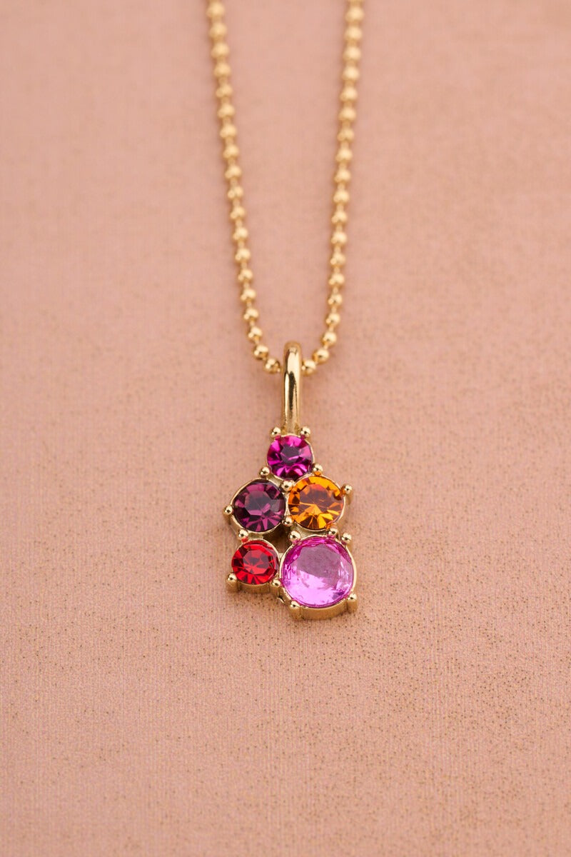 Fortune ketting met vijf multikleur strass stenen - My Jewellery