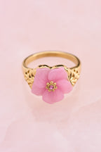 Ciao ring met roze resin bloem