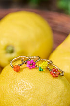 Ciao stretch ring met fuchsia bloem
