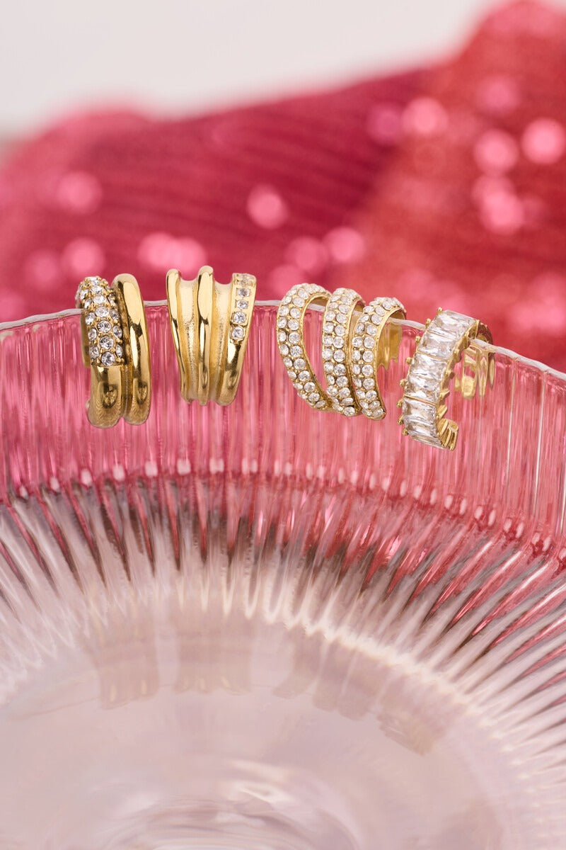 Magical driedubbele ear cuff met all over strass - My Jewellery
