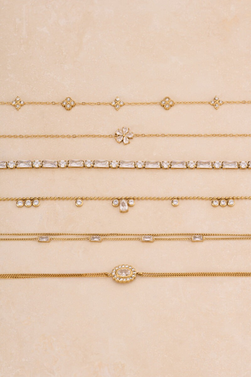 Magical dubbele armband met ovalen strass steen - My Jewellery
