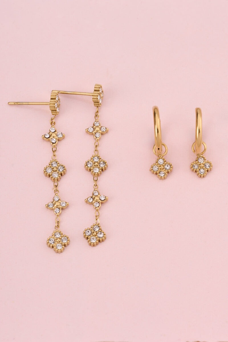 Magical oorhangers met zon en klaver strass - My Jewellery
