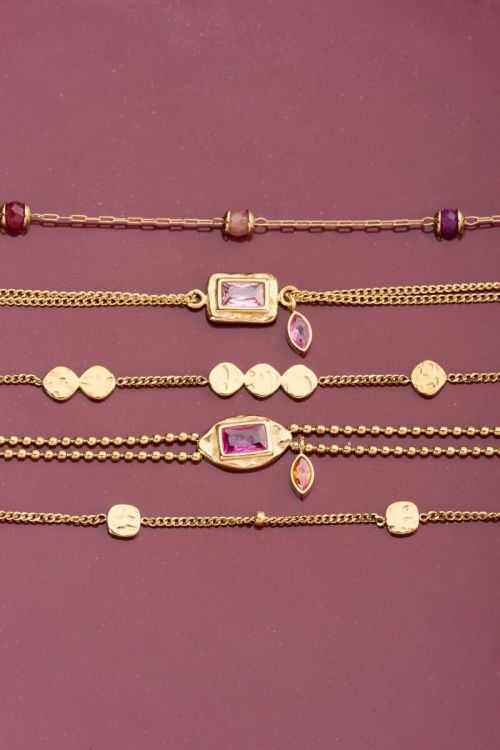 Vintage armband met rood paarse kralen - My jewellery