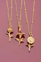 Vintage ketting met dots en zonnebloem - My Jewellery