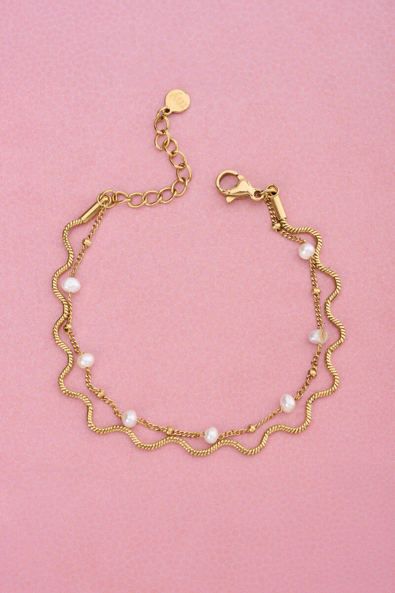Bold dubbele armband met imitatieparels - My Jewellery