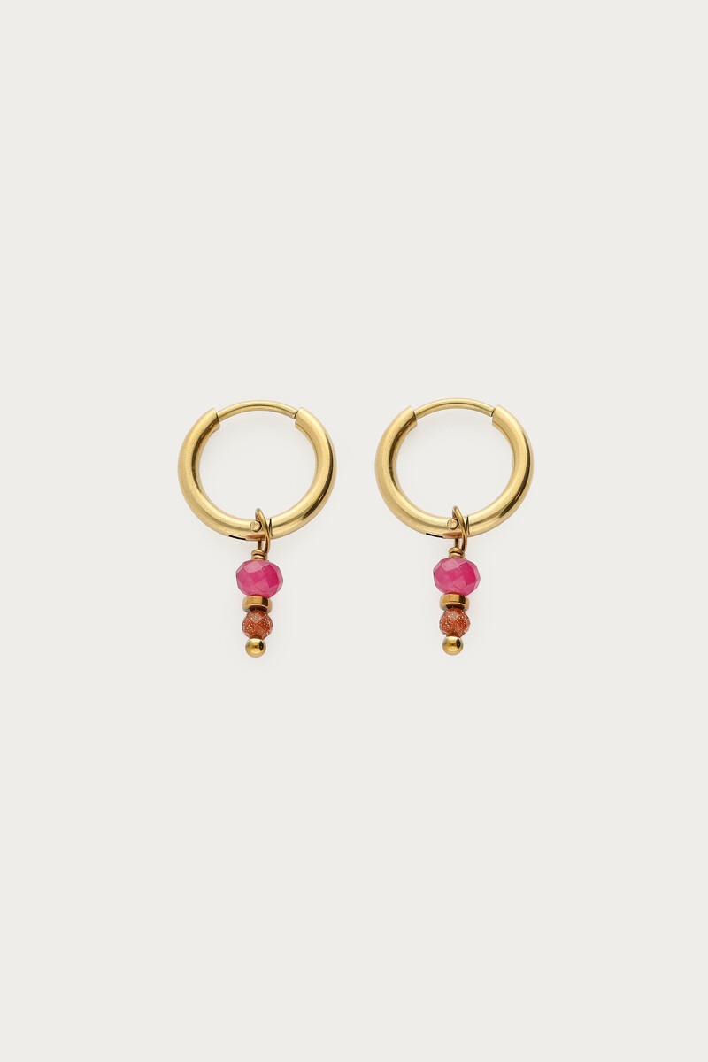 Fortune oorringen met roze kralen - My Jewellery