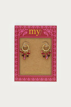 Fortune oorringen met strings en roze kralen - My Jewellery