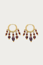 Fortune oorringen met strings en paarse kralen - My Jewellery