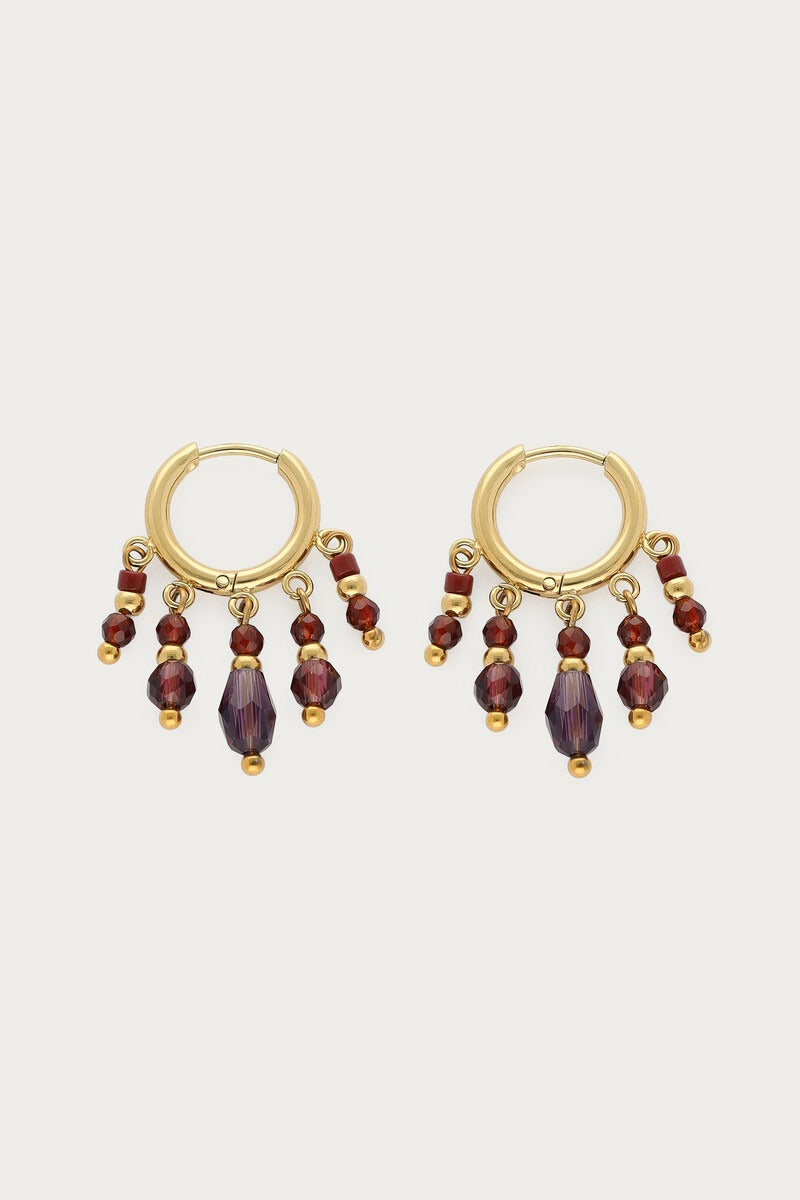 Fortune oorringen met strings en paarse kralen - My Jewellery
