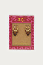 Fortune oorringen met strings en paarse kralen - My Jewellery