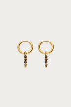 Fortune mini oorringen met bruine kralen - My Jewellery