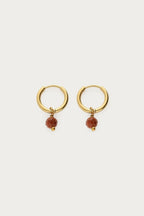 Fortune mini oorringen met bruine ronde kralen - My Jewellery