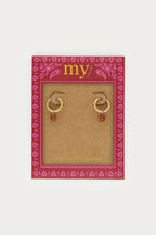 Fortune mini oorringen met bruine ronde kralen - My Jewellery
