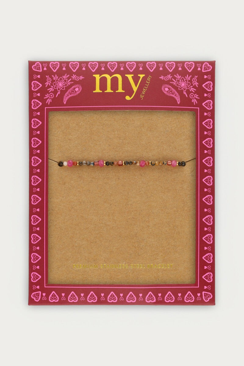 Fortune multikleur elastieken mini kralen armband - My Jewellery