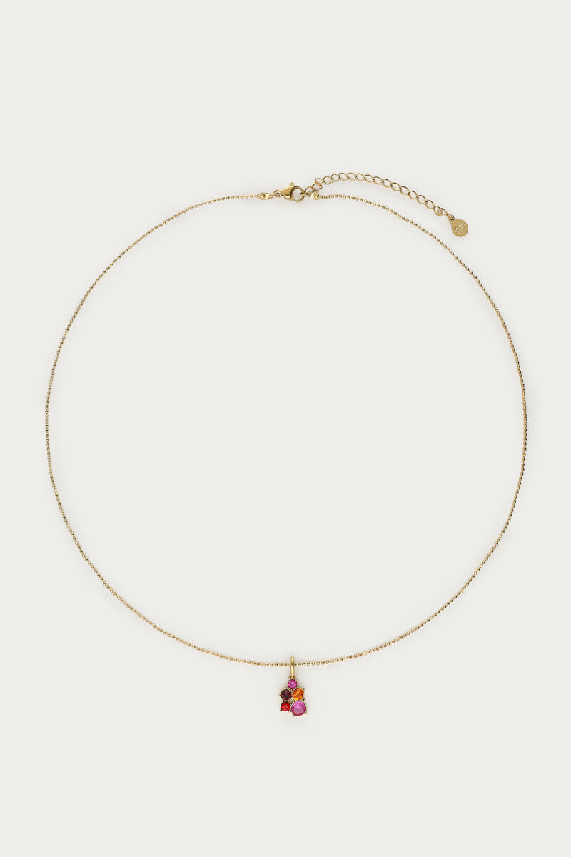 Fortune ketting met vijf multikleur strass stenen - My Jewellery
