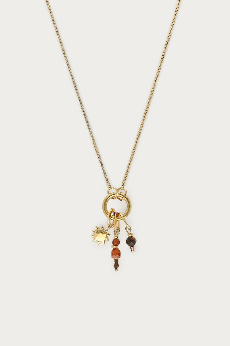 Fortune ketting met zon en bruine kralen - My Jewellery