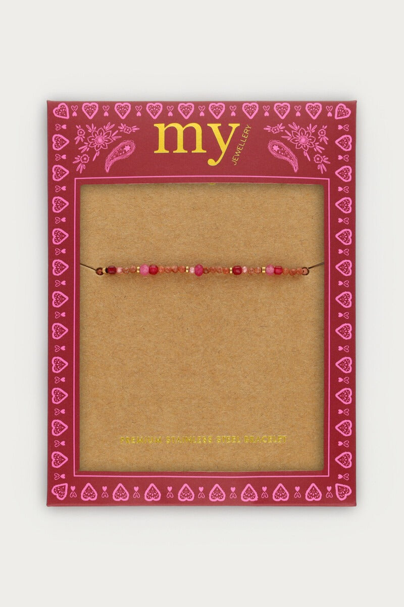 Fortune roze elastieken mini kralen armband - My Jewellery