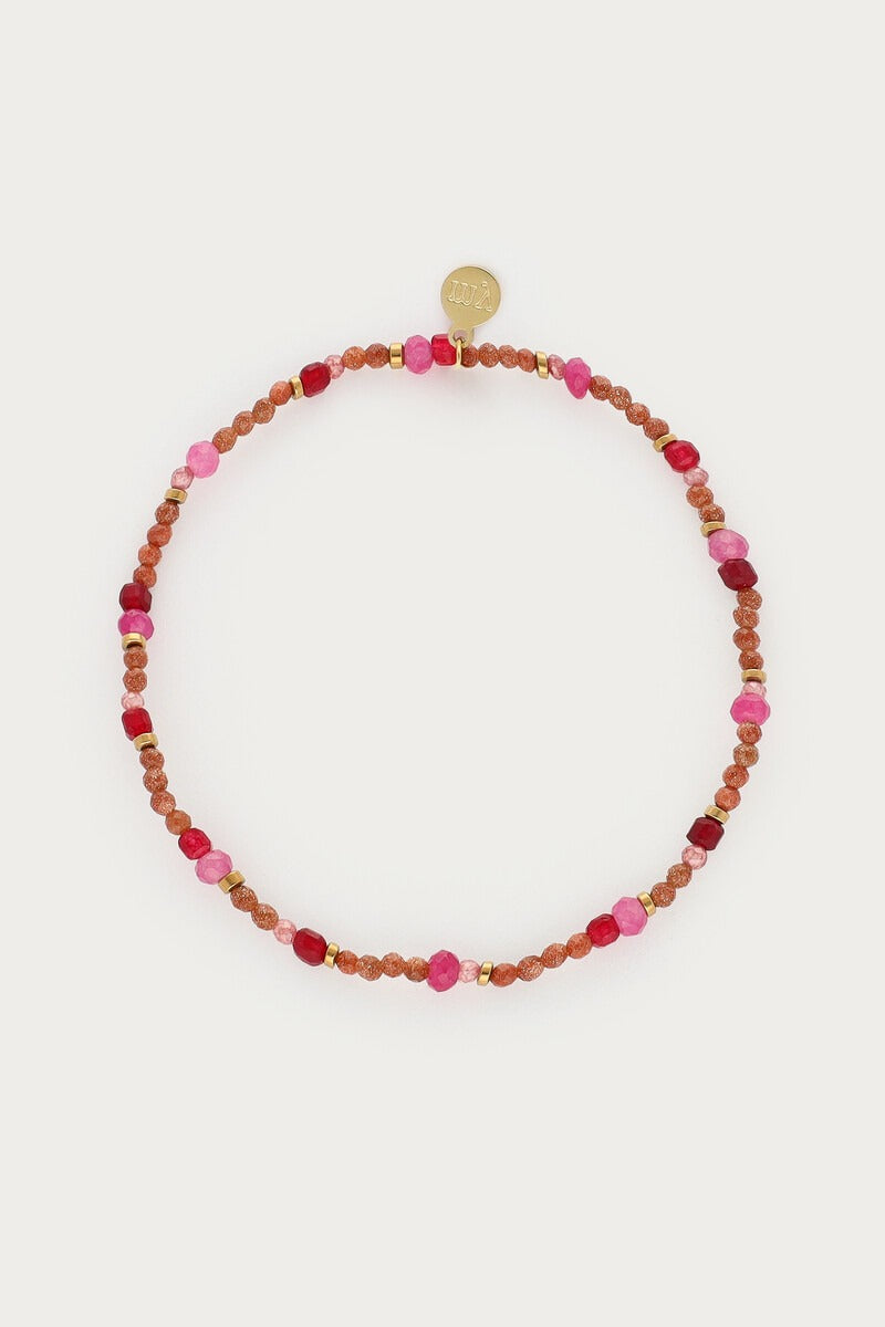 Fortune roze elastieken mini kralen armband - My Jewellery