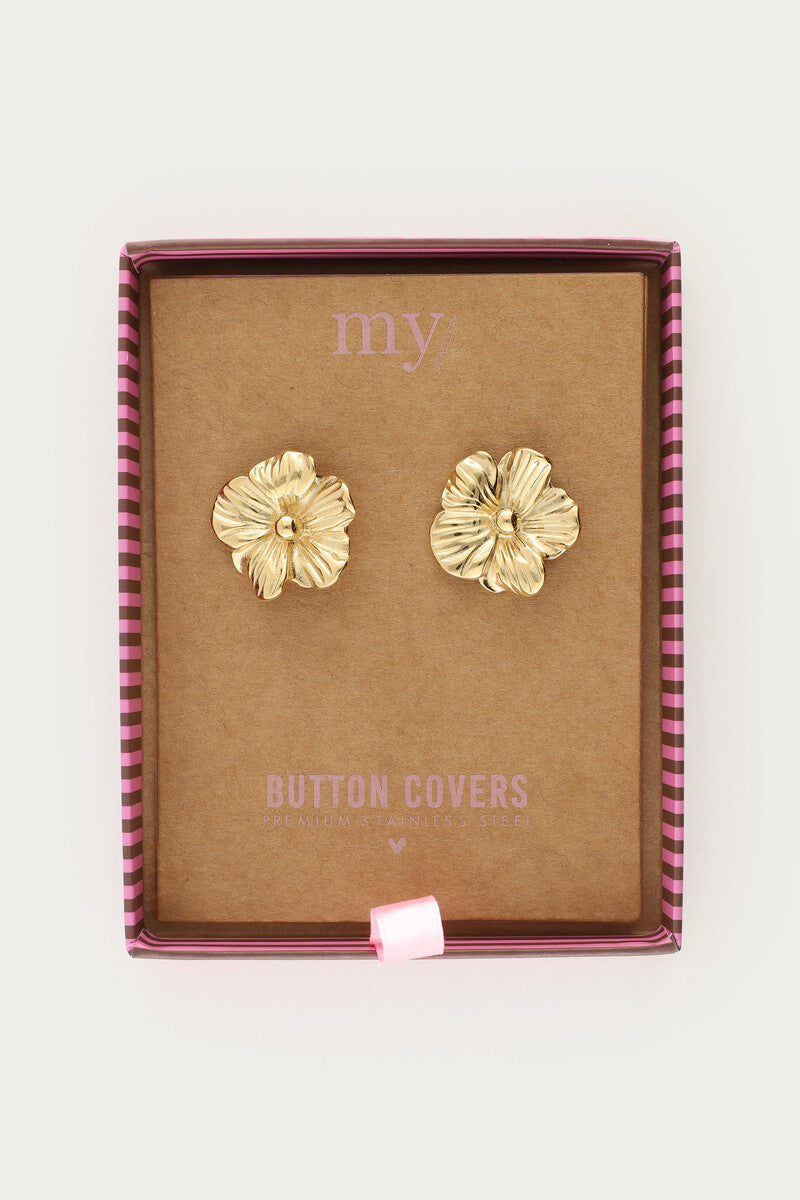 Goudkleurige bloemen knopen set - My Jewellery