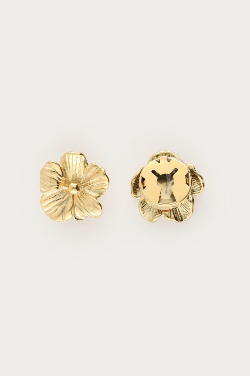 Goudkleurige bloemen knopen set - My Jewellery