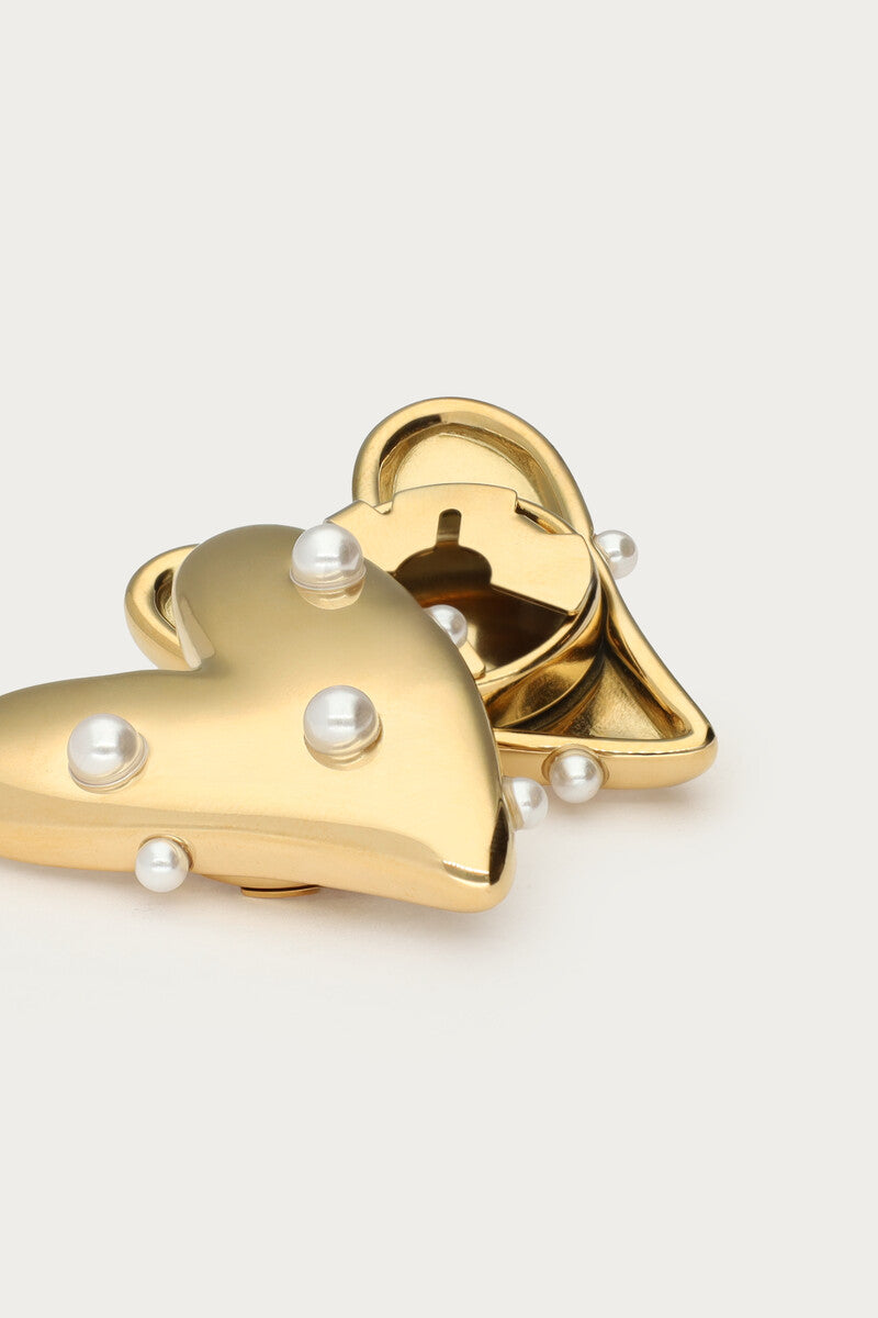 Goudkleurige hartjes met parels knopen set - My Jewellery