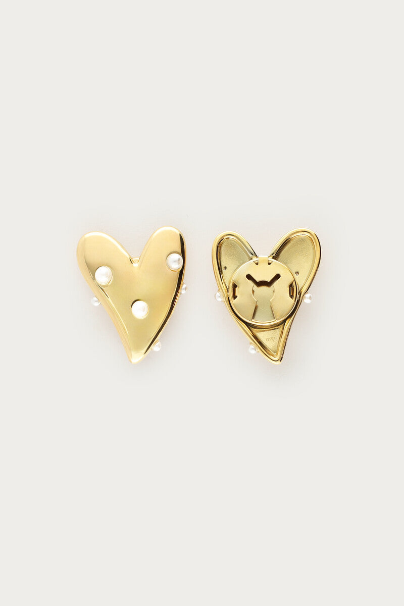 Goudkleurige hartjes met parels knopen set - My Jewellery