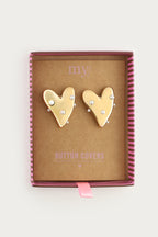 Goudkleurige hartjes met parels knopen set - My Jewellery