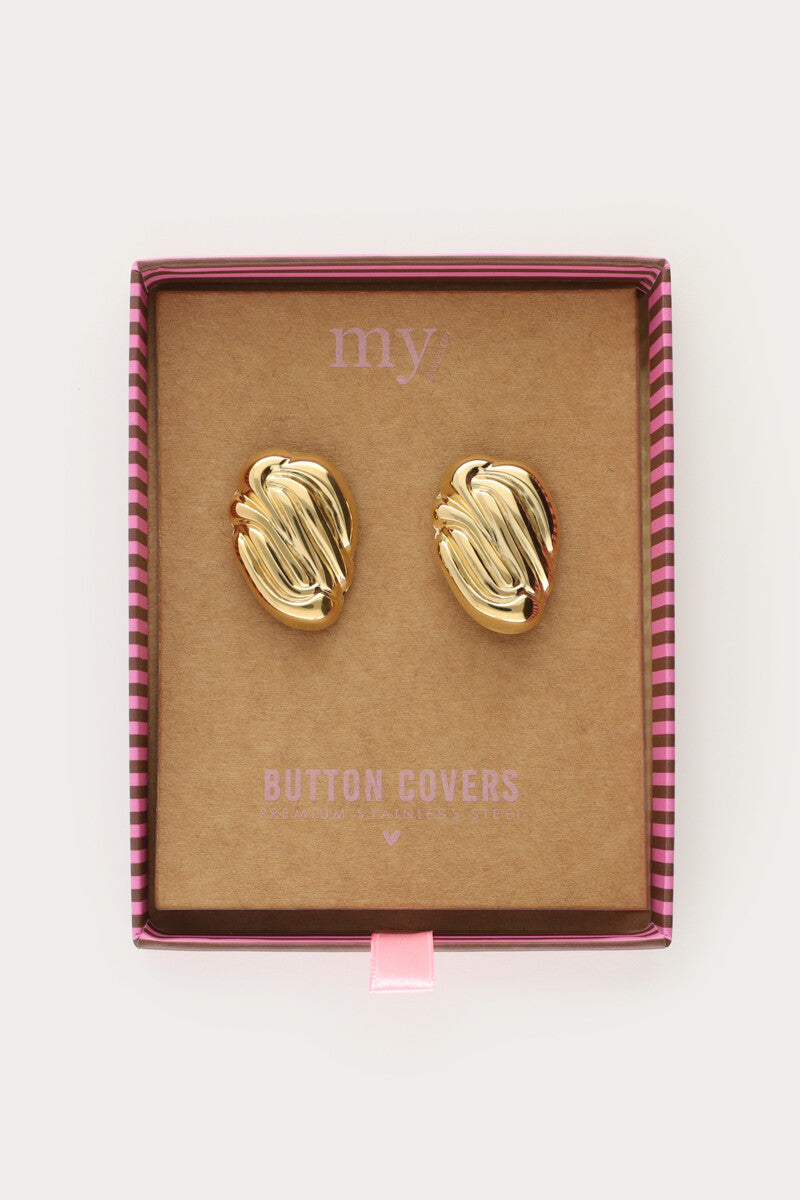 Goudkleurige strepen knopen set - My Jewellery